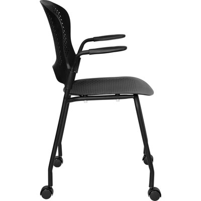 Flash Furniture Hercules Series Perforated Stacking Side Chair with Arms in Black