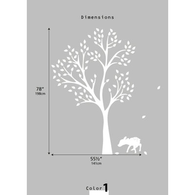 LittleLion Studio Monochromatic Fawn Tree Wall Decal