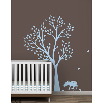LittleLion Studio Monochromatic Fawn Tree Wall Decal