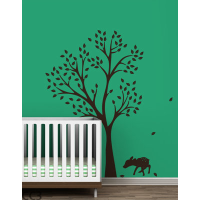 LittleLion Studio Monochromatic Fawn Tree Wall Decal