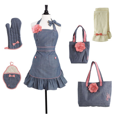 Jessie Steele Denim Bow Scalloped Pot Mitt