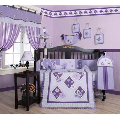 Boutique Butterfly 13 Piece Crib Bedding Set in Lavender