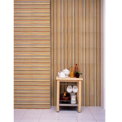 Interceramic Aquarelle 12" x 18" Ceramic Wall Tile in Red Insert Stripes