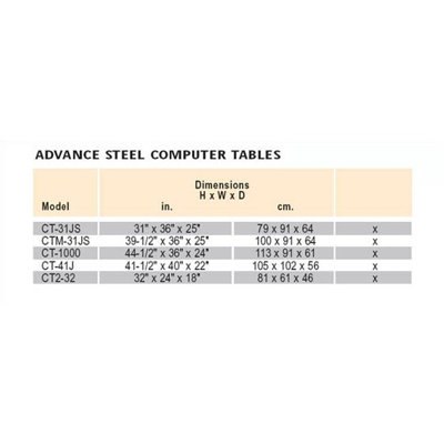 Da-Lite CT-31JS Steel Computer Table