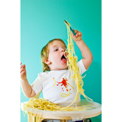 Uh-Oh Industries The Messy Line - Sauce Toss Infant Bodysuit Shirt in White