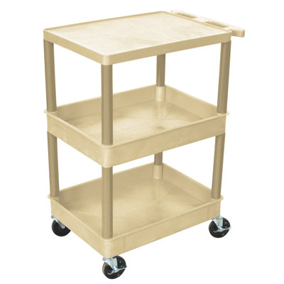 Luxor Top Flat Shelf and Middle/Bottom Tub Shelf Utility Cart