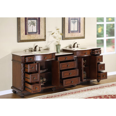 Silkroad Exclusive 90" Butler Double Bathroom Vanity Set