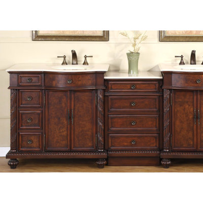 Silkroad Exclusive 90" Butler Double Bathroom Vanity Set