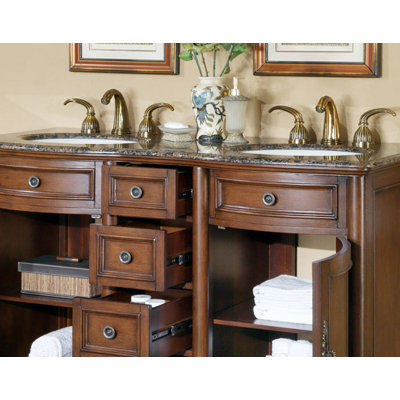Silkroad Exclusive Adela 52" Double Sink Bathroom Vanity Cabinet