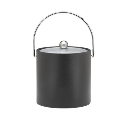 Soho 3 Qt Leatherette Ice Bucket with Bale Handle in Black