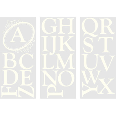 WallPops! Sheets Southampton Ivory White Monogram and Alphabet Decal Set