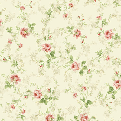 Willow Cottage Floral Trail Wallpaper in Pink