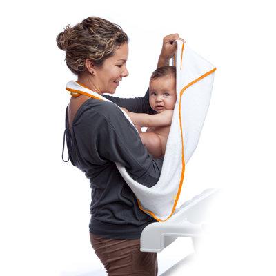maamam aacua 4 in 1 Bath Towel with Orange Trim in White