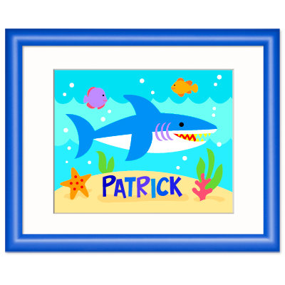 Ocean Shark Personalized Wood Print