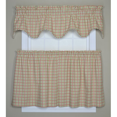 Ellis Curtain Charlestown Check Lined Scallop Valance in Watermelon