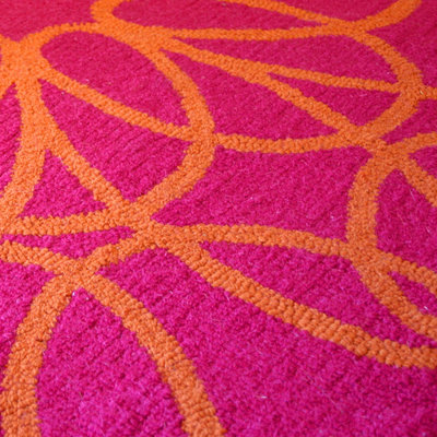 notNeutral Just for Kids Orange/Pink Ribbon Kids Rug