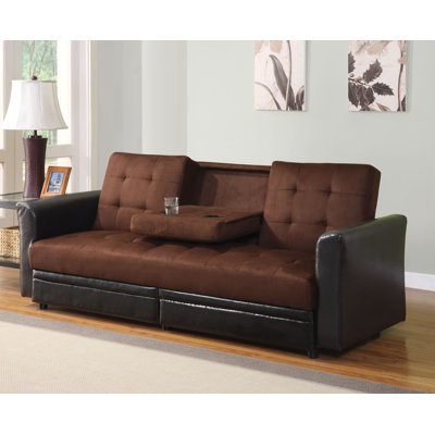 Wildon Home &reg; Convertible Sofa with Storage Drawers and Cup Holder
