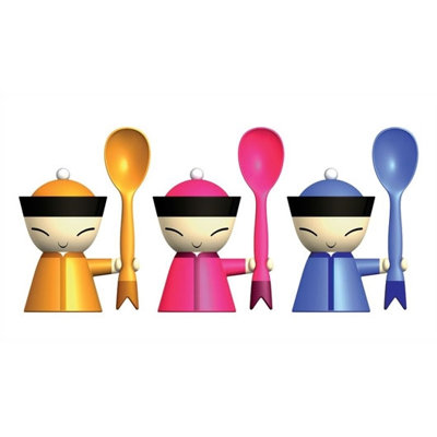 Alessi Mr. Chin Egg Cup with Salt Castor and Spoon by Stefano Giovannoni