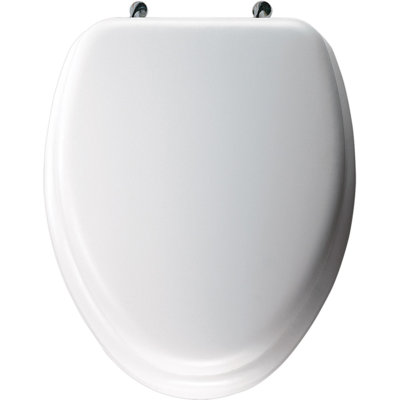 Bemis Elongated Soft Toilet Seat with Stylish, Secure Chrome Hinges