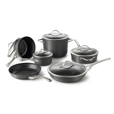 Contemporary Hard Anodized Aluminum 11-Piece Cookware Set
