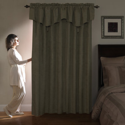 Sound Asleep Room Darkening Rod Pocket Ascot Window Panel Set in Ivory