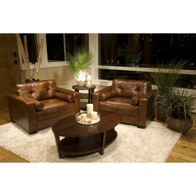 Elements Fine Home Furnishings Soho Top Grain Leather Chair and Ottoman