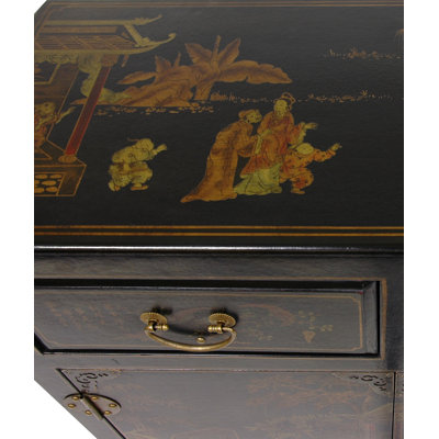 Oriental Furniture 2 Drawer Chest in Black Lacquer