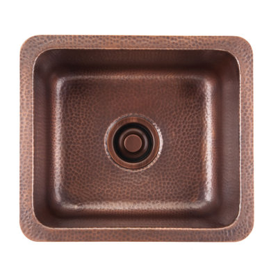 Como Square Hand Hammered Solid Copper Prep Sink