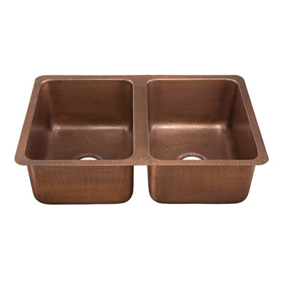 Monterosso Hand Hammered Copper Double Bowl Kitchen Sink