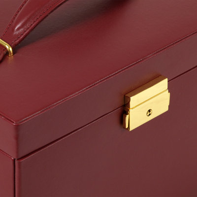 Wolf Designs Heritage Chelsea Large Jewelry Case with Three Drawers and Travel Case in Scarlet