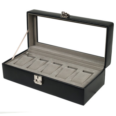 Wolf Designs Heritage Watch Storage Boxes Five Piece Watch Storage Box with Cover in Black
