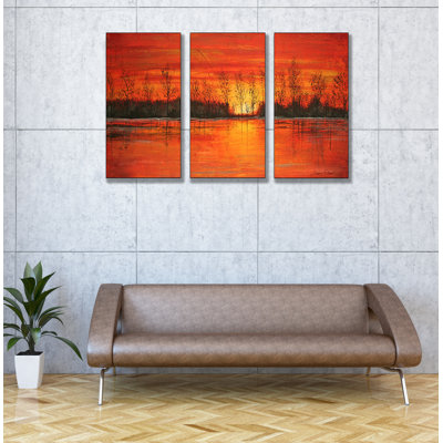 Stupell Industries Autumn Sunset Triptych Wall Art