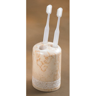 Champagne Marble Spa Hand Carved Tooth Brush Holder
