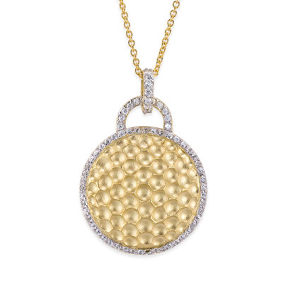 Round Hammered Vermeil Plated Sterling Silver Pendant