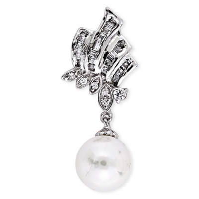 Faux Pearl Drop Diamond Bridal Pendant