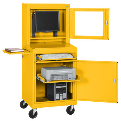 Sandusky Cabinets Mobile Computer Security Workstation with Slide-Out Shelf