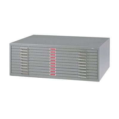 Safco Products Company 42" W Ten-Drawer Steel Flat File with Optional Open Base