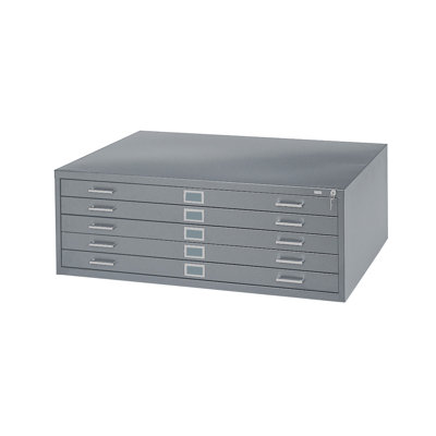 Safco Products Company 36" W Five-Drawer Steel Flat File with Optional Open Base