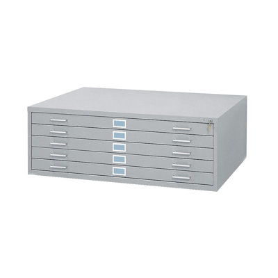 Safco Products Company 42" W Five-Drawer Steel Flat File with Optional Closed Base