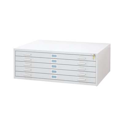 Safco Products Company 42" W Five-Drawer Steel Flat File with Optional Closed Base