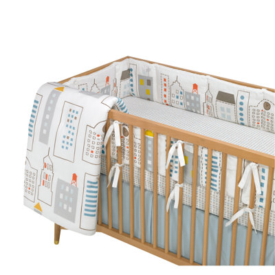 DwellStudio Skyline Fitted Crib Sheet in Light Blue