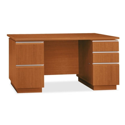 Bush Industries Milano 2 Double Ped Desk with Bookcase Hutch