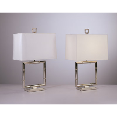 Robert Abbey Jonathan Adler Meurice Square Table Lamp in Polished Nickel