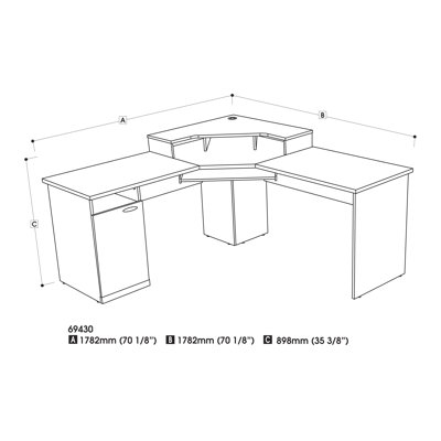 Bestar Hampton 70" W Corner Desk