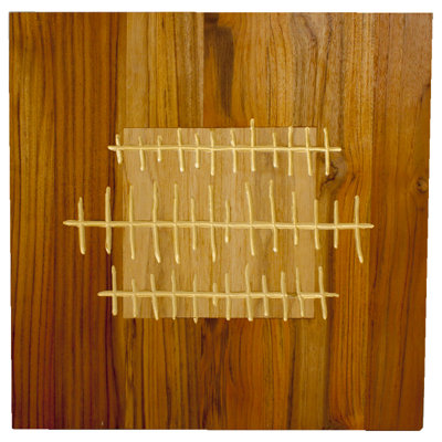 RS Furnishings Pura Vida I Shock Wave Teak Panel in Natural with Insert and Gold Waves