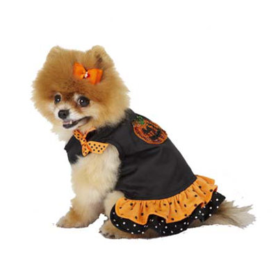 Ruffled Halloween Pumpkin Dog Dress
