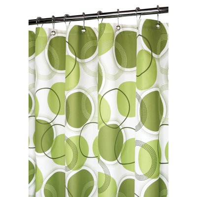 Circle Central Shower Curtain in White / Green