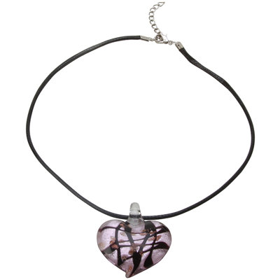 Bret Roberts Pink Hand Blown Glass Heart Necklace