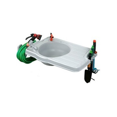 Riverstone Industries Outdoor Sink with Large Work Space and Hose Reel