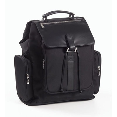 Nylon and Leather Backpack in Black